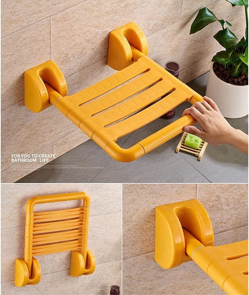 Asiento de Ducha abatible montado en la Pared Taburete de pared plegable, taburete de asiento de ducha de baño, silla plegable, silla de ducha antideslizante de alta resistencia con patas, taburete de