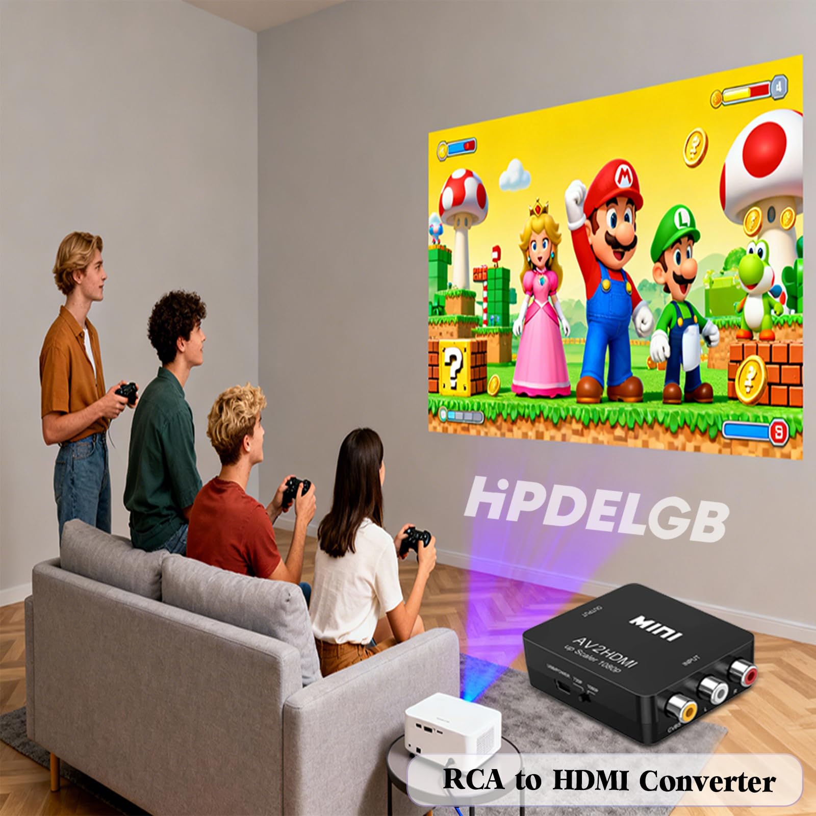 Convertitore da RCA a HDMI, 1080P Mini RCA composito CVBS AV a HDMI Video Audio Converter Adattatore per PC Xbox PS4 PS3 VHS VCR DVD TV STB Supporto PAL/NTSC con cavo di alimentazione USB