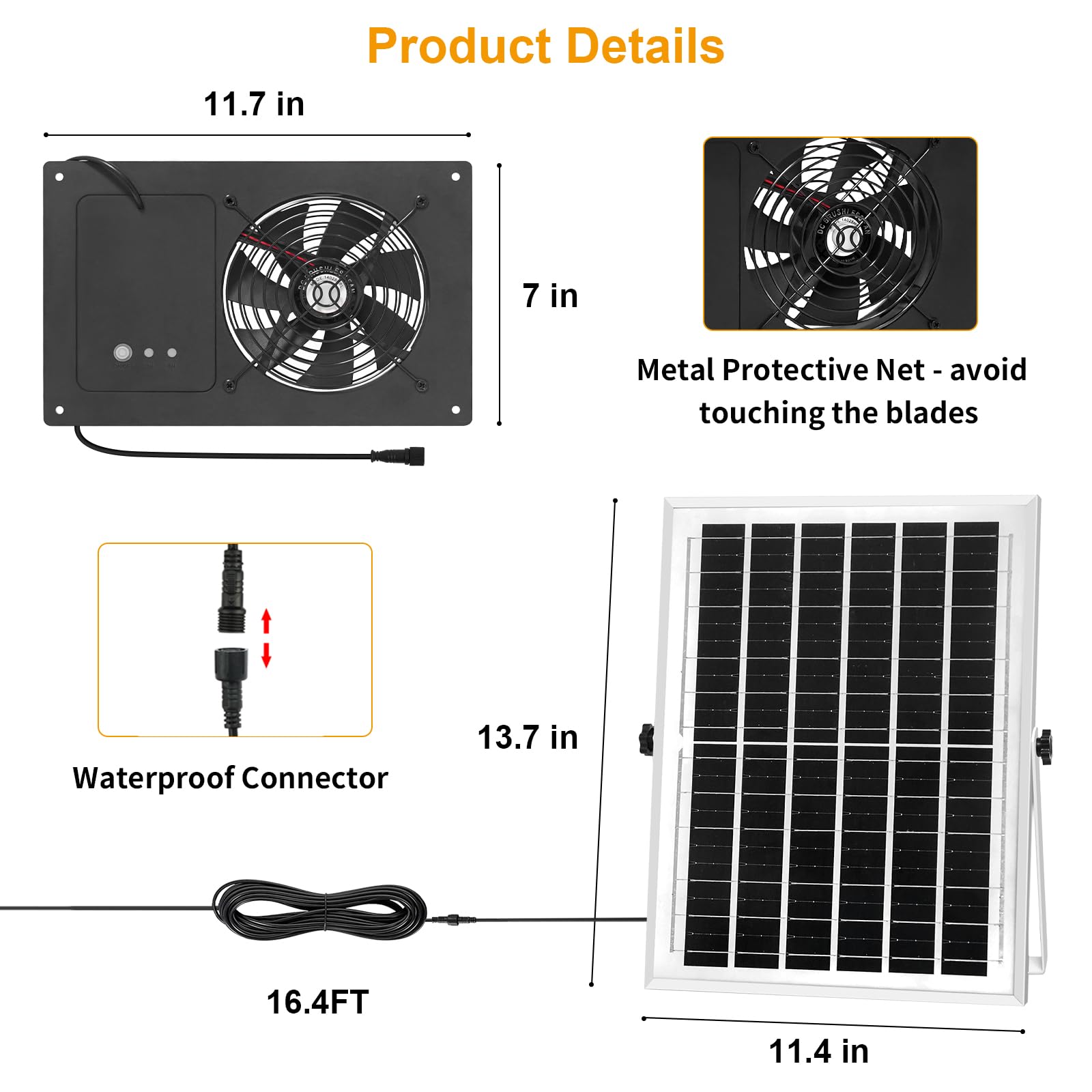 Ventilador de escape solar con batería y temporizador de 3H/6H, alta velocidad IP65 impermeable, ventilador de ventilación solar para gallinero, invernadero, casa de perro y cobertizo, bajo