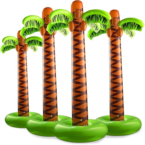 Miniatura 10 de Palmera inflable paquete de 2 palmeras grandes de 55 pies para cumpleaños tropicales con temática hawaiana playa patio decoración de fiesta en la