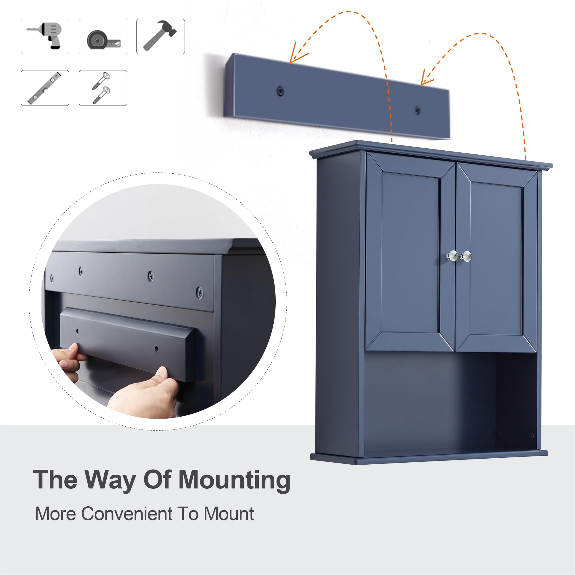 VANIRROR Bathroom Wall Navy Blue Over Toilet