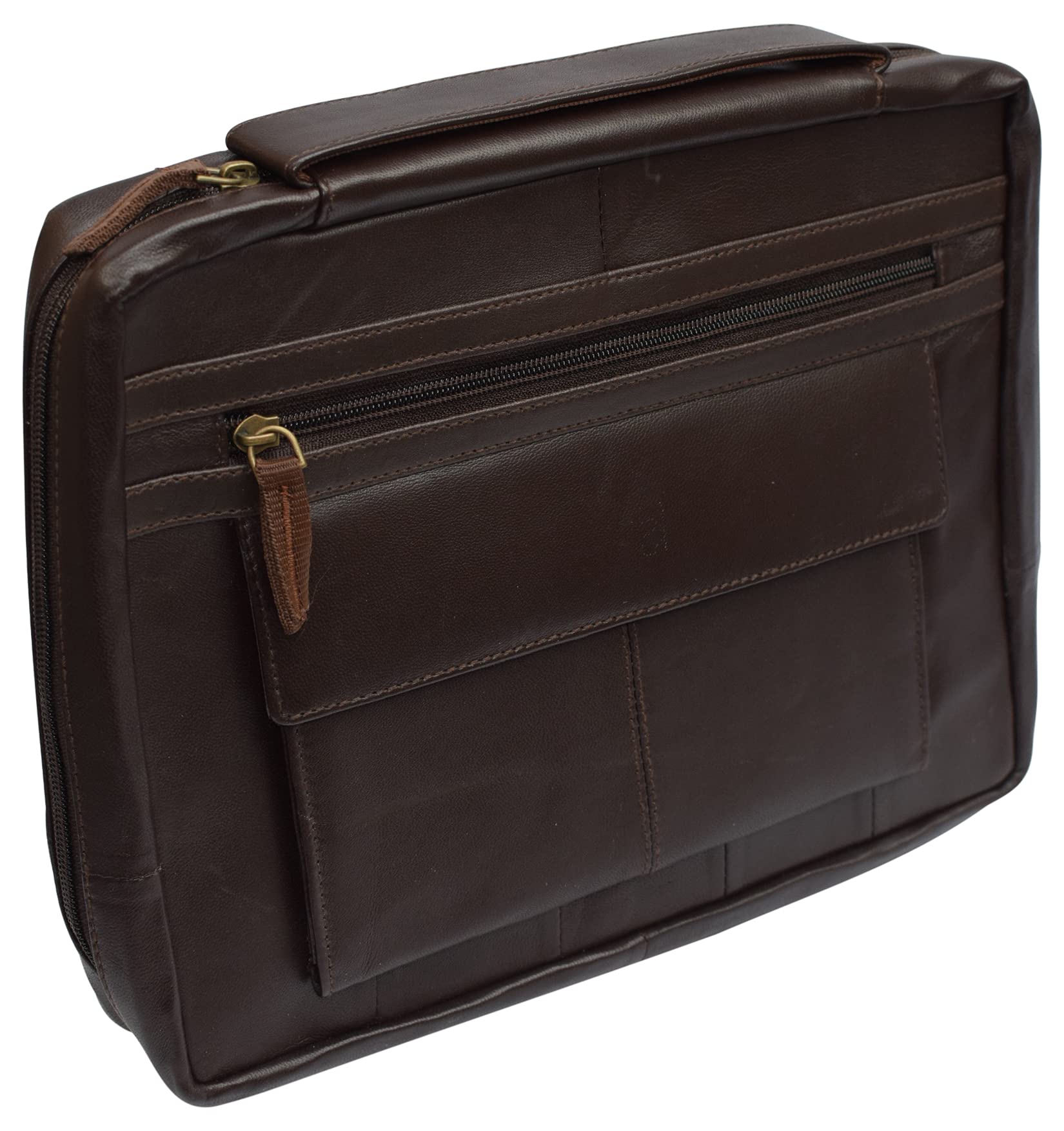 Genuine Leather Large Book Covers Bible Covers with Handle (Brown)