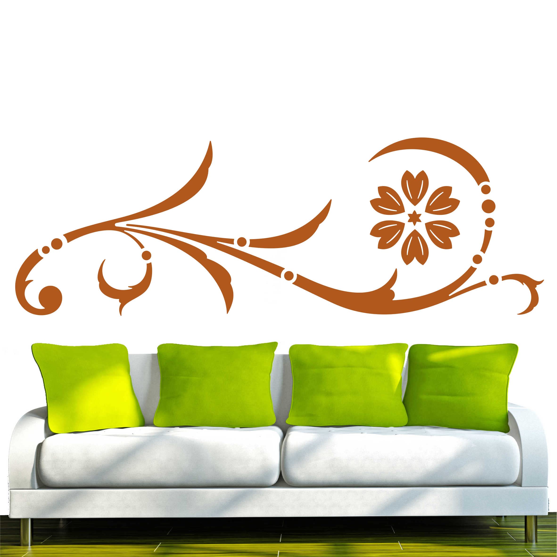 INDIGOS UG - Wandtattoo Wohnzimmer - Wandaufkleber Blumen Pflanzen Rank 240x80 cm - haselnussbraun e33Blätter - Aufkleber Kinderzimmer Schlafzimmer Küche Badezimmer Büro Dekoration
