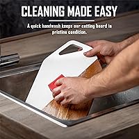 Vista 5 de Wood Marble Cutting Board - 15.8x8.5 - Acacia & White Marble Serving Board with Hanging Hole - Natural Chopping & Charcuterie Platter for Cheese