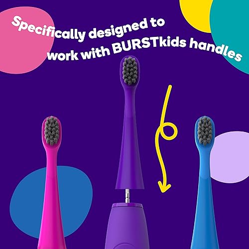Miniatura 9 de CoComelon x BURSTkids - Cabezales de repuesto para cepillos de dientes eléctricos Burst Kids originales para un ajuste perfecto, cerdas ultra