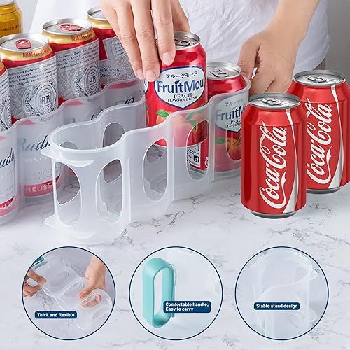 Miniatura 5 de Organizadores de despensa y juegos de almacenamiento, organizador de latas de soda para refrigerador de dos niveles apilables, incluye 2 soportes