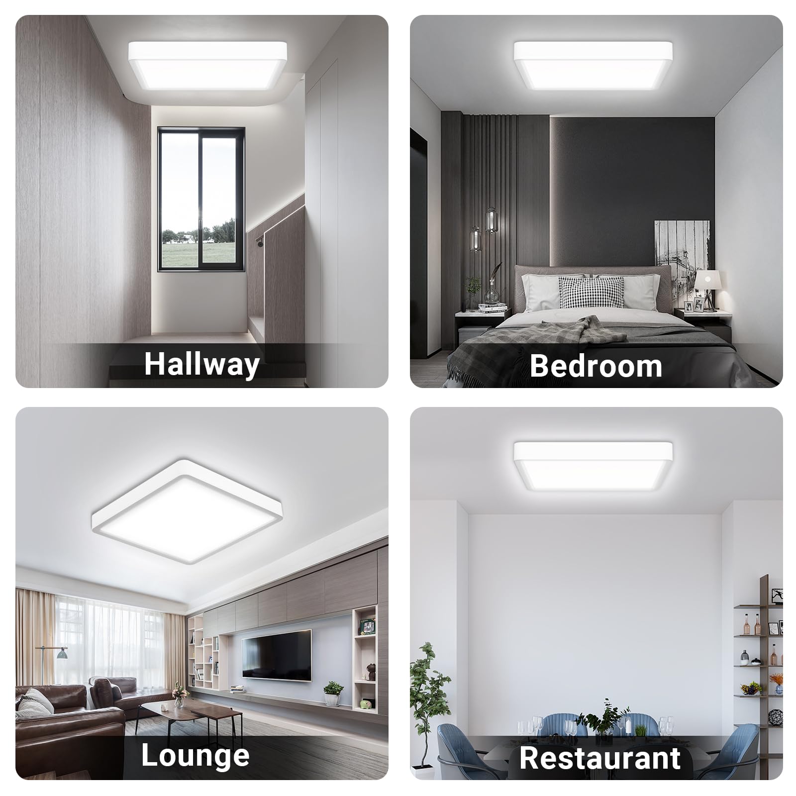 LQWELL® Lámpara de Techo LED Lámpara de Techo, IP44 Lámpara de Baño Impermeable Cuadrada Plana 18W 6000K 1600LM Delgada para Sala de Estar Baño Dormitorio Cocina Pasillo Sótano Oficina, 220 * 24 mm