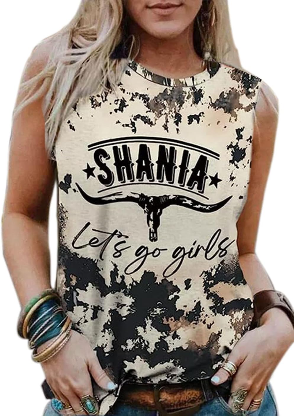 VKEGNIO Long Live Cowboys Tank Shirt Women Casual Sleeveless Vintage Country Music Shirt Funny Letter Print Graphic Tank Vest