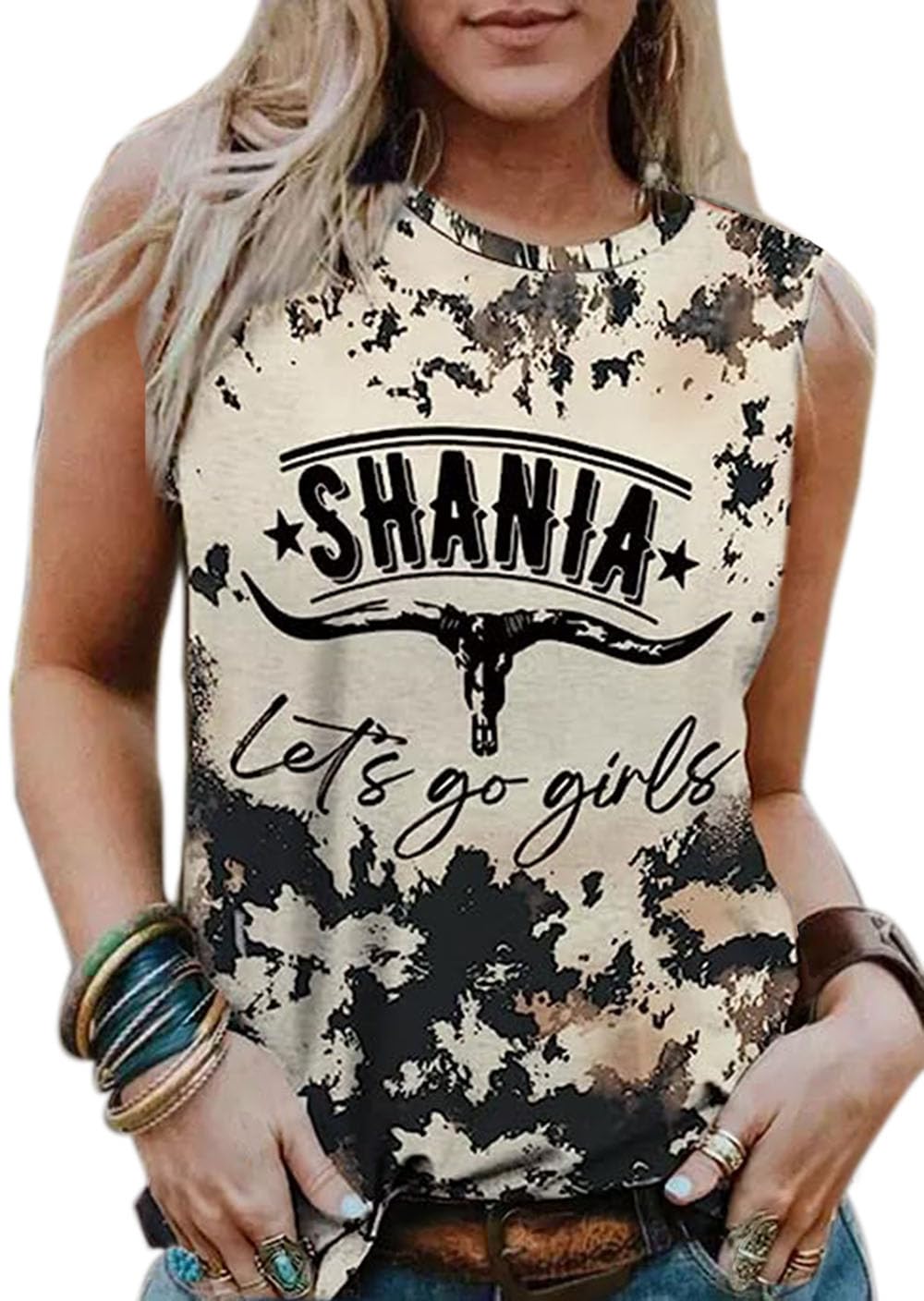 VKEGNIO Long Live Cowboys Tank Shirt Women Casual Sleeveless Vintage Country Music Shirt Funny Letter Print Graphic Tank Vest