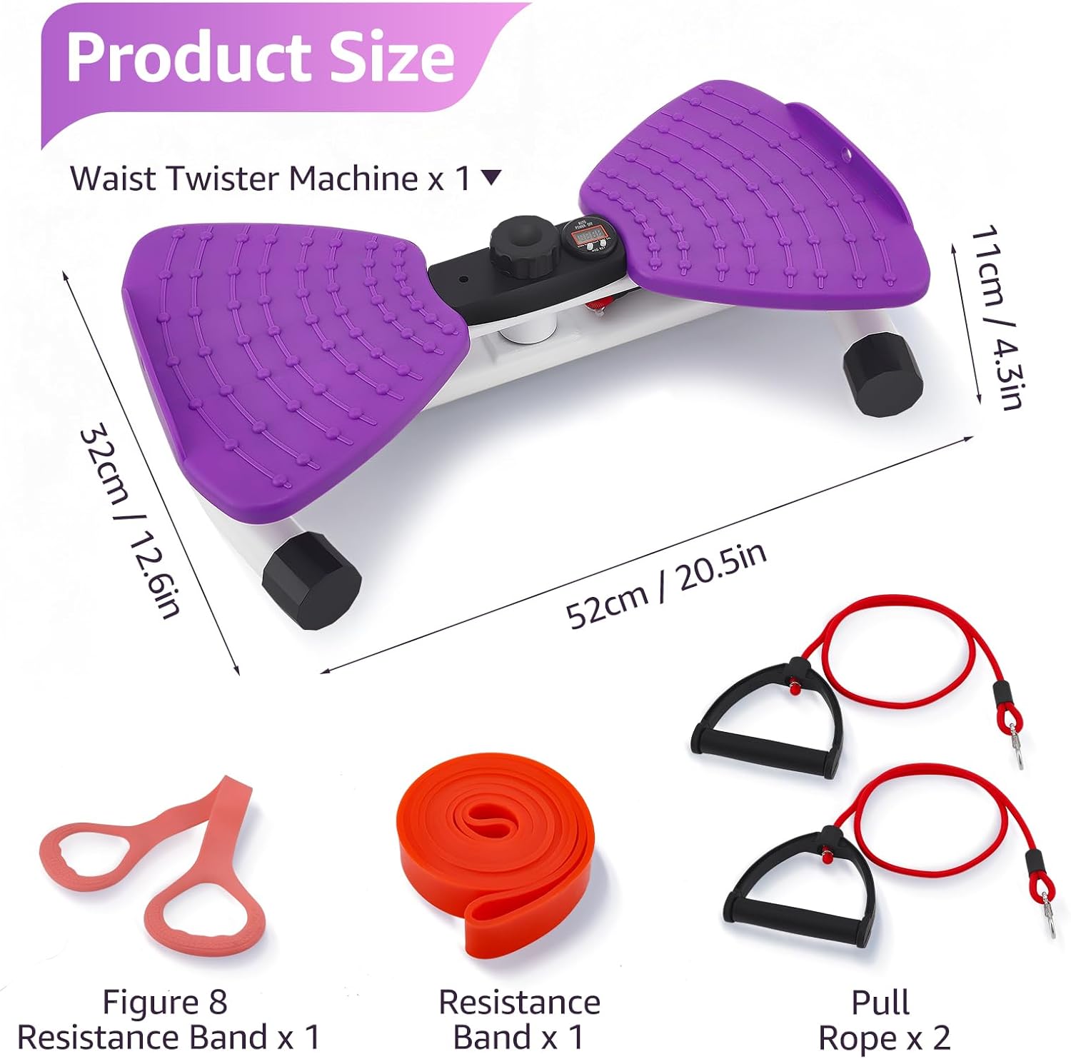Waist Twister Machine Exercise, Ab Twister Board with LED Digital Display Track Time, Reps, 330 lbs Capacity Calories Noiseless Waist Twisting Fitness Tool with Resistance Bands And Elastic Bands