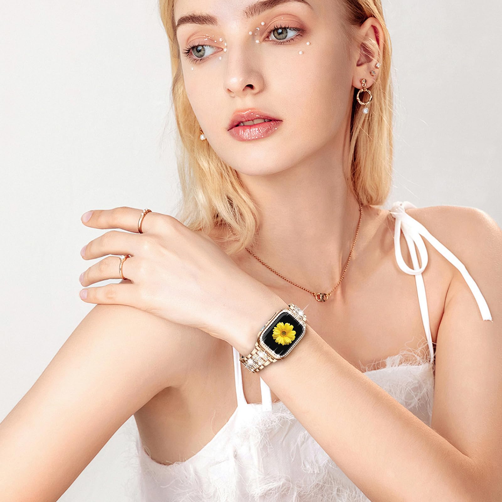 Mesime Correa compatible con Apple Watch con protector de pantalla, correas de repuesto para iWatch Series 10/9/8/7/6/5/4/3/3/2/1/SE