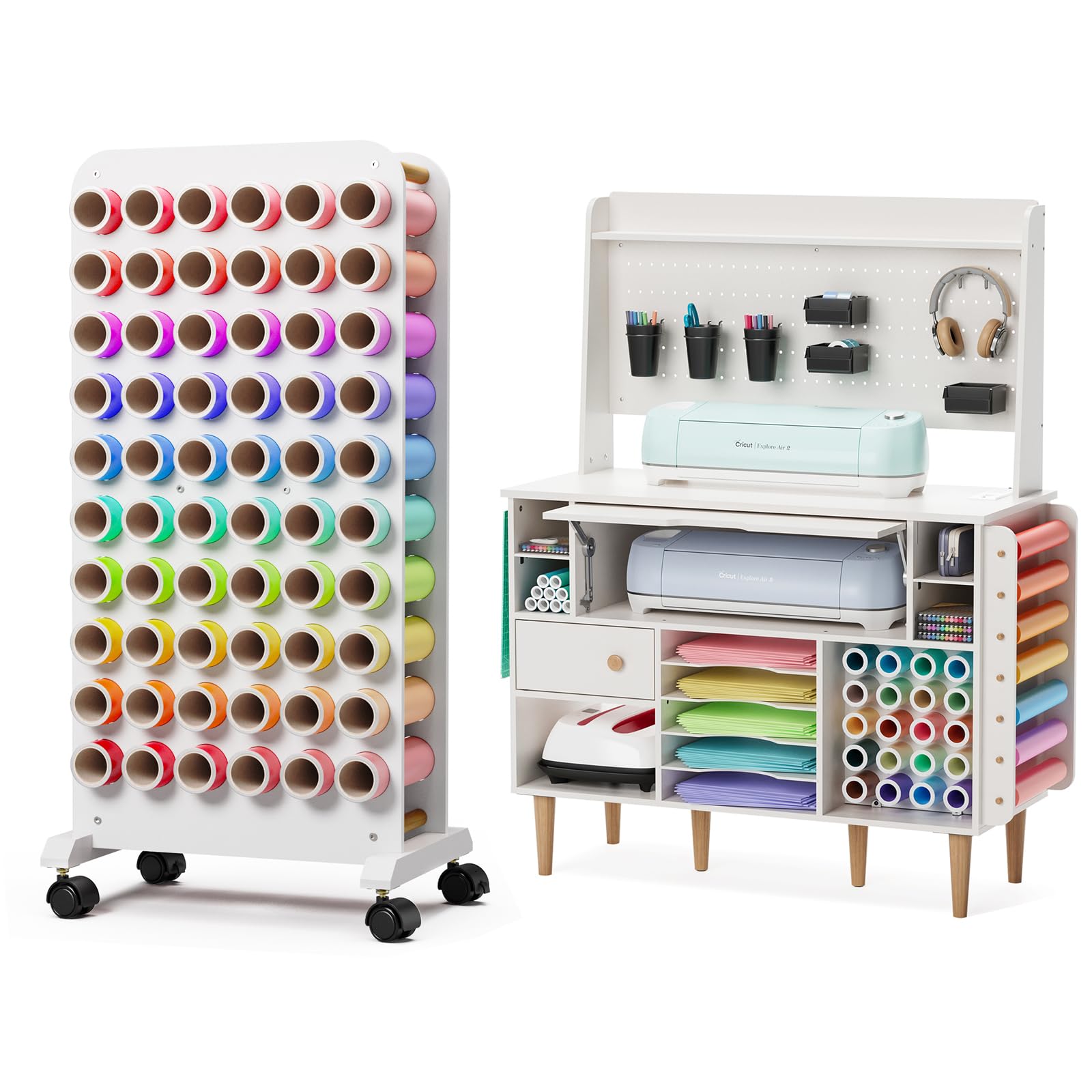 Craft Storage Cabinet Upgraded And Mobile Vinyl Roll Holder