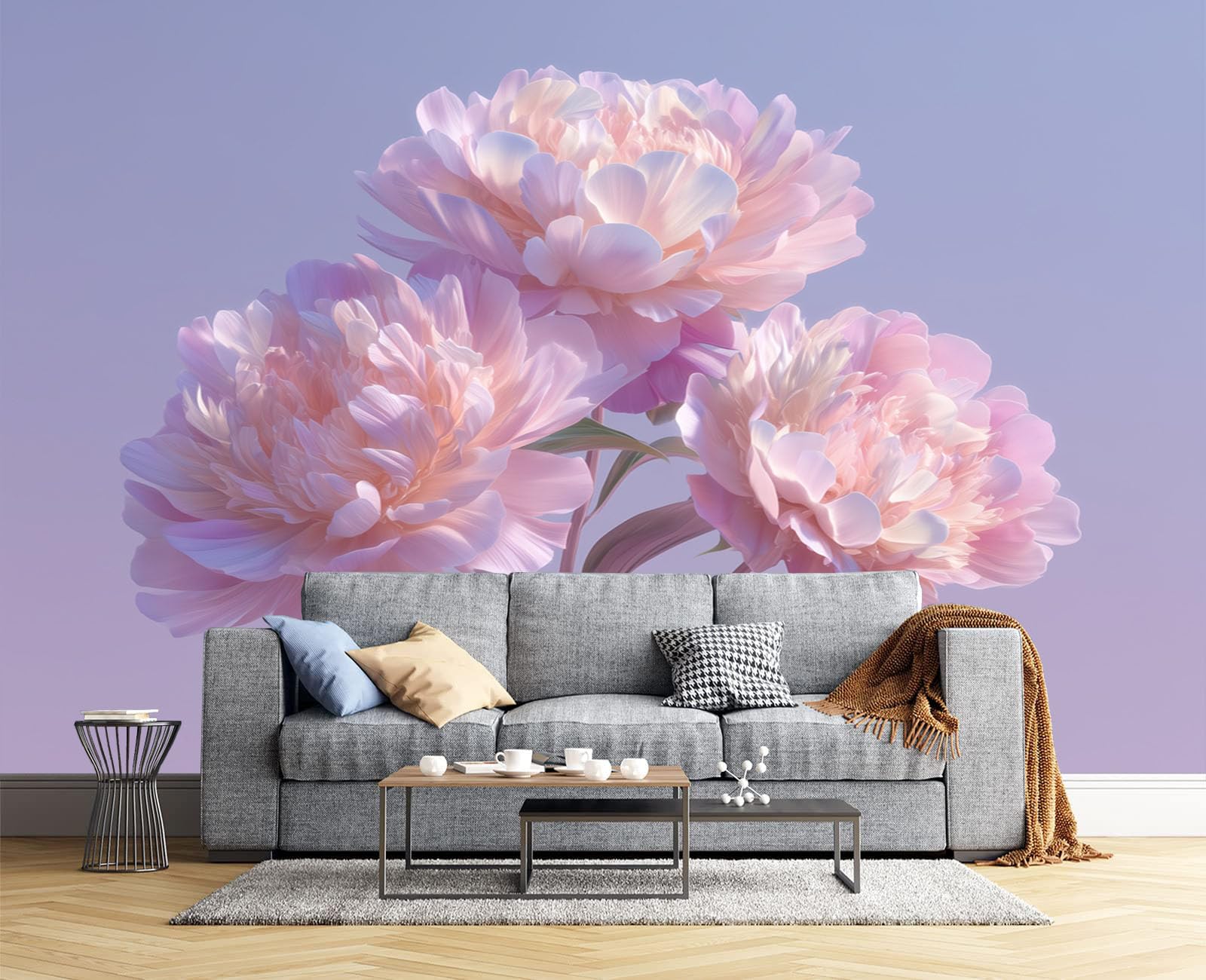 Papier Peint Panoramique En Soie Rose Blush - Pivoine Romantique - 300X210Cm - Revêtement Mural Décoration Plantes Simples Décoration Tapisserie Wallpaper Muraux Photo Salon Chambre