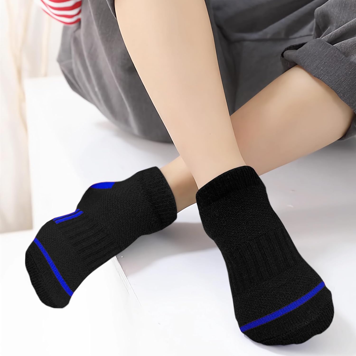 Bemeol Boy socks 12 Pairs kids Ankle Athletic Socks Low Cut Socks for Little Big Kids - Image 2