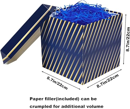 Miniatura 2 de Elephant-package Caja de regalo azul mediana de 8 pulgadas con tapa, cinta y relleno de papel, caja de regalo plegable, para hombres, padre,