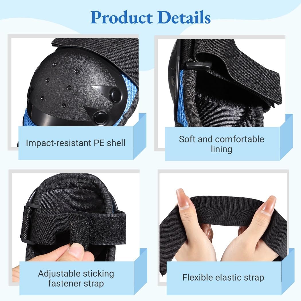 4-Piece Adjustable Knee and Elbow Pads for Youths, Protective Gear for Dirt, Motocross, Skateboarding, and More