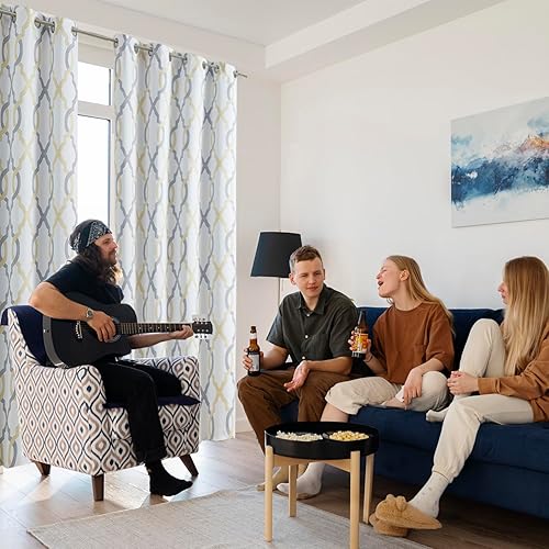 Miniatura 4 de Cortinas opacas completas marroquíes con aislamiento térmico y ojales para sala de estar, juego de 2 paneles de cortinas térmicas, 52 pulgadas de