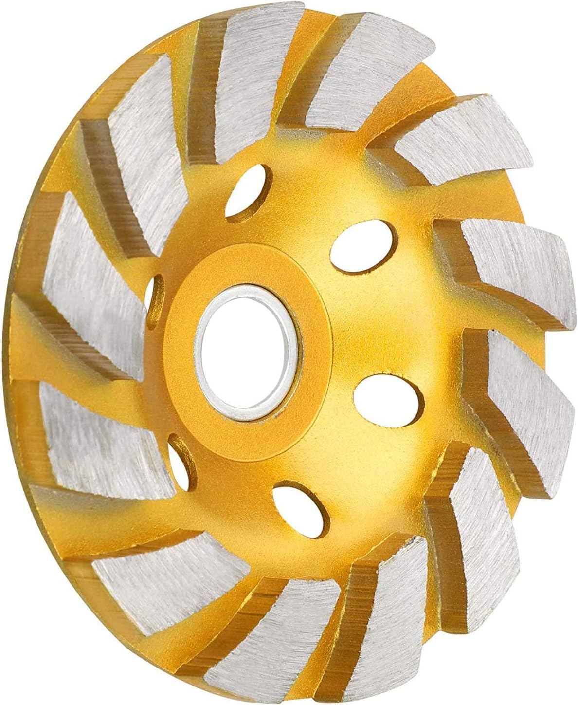 SUNJOYCO (10cm , Gold) - 10cm Concrete Grinding Wheel, 12-Segment Heavy Duty Turbo Row Diamond Cup Grinding Wheel Angle Grinder Disc for Granite Stone Marble Masonry Concrete