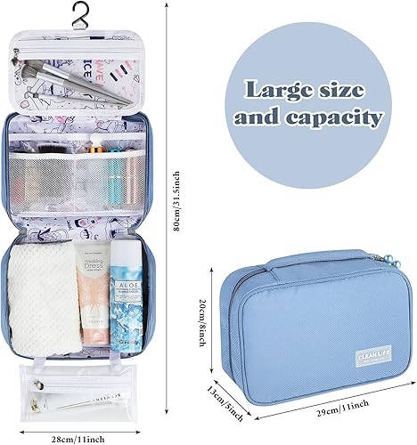 Miniatura 3 de DQUTAR Neceser de neceser, bolsa de viaje colgante para hombres y mujeres, organizador de viaje de gran capacidad para artículos de tocador y