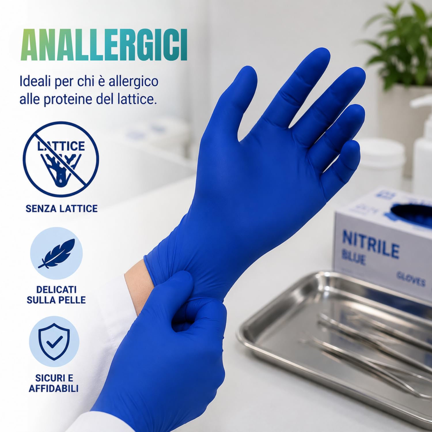 VIRSUS 1000 Guanti in nitrile blu cobalto senza polvere XL guanti in nitrile monouso da lavoro no lattice latex free AQL 0,65 Extra Large