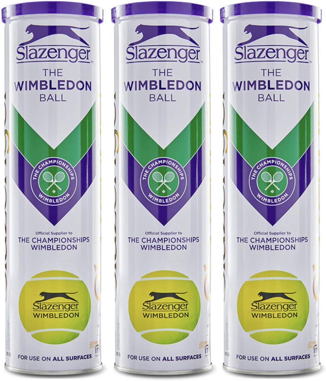 Slazenger Wimbledon Official Tennis Balls- 6 Tubes 24 Balls Special Offer - by Slazenger