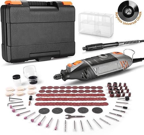 DSF Kit de herramientas rotativas, motor potente mejorado de 135 W con velocidad variable, 150 accesorios de herramientas rotativas con portabrocas