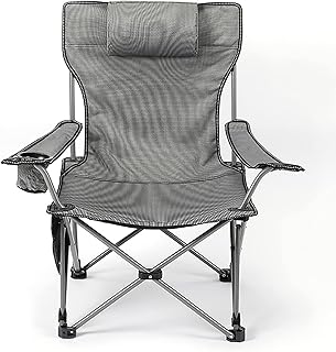 HZH Espreguiçadeira de lazer leve respirável, espreguiçadeira de jardim dobrável, espreguiçadeira com apoio de cabeça, 130 kg máx, para praia, jardim, varanda, camping (Cinza)