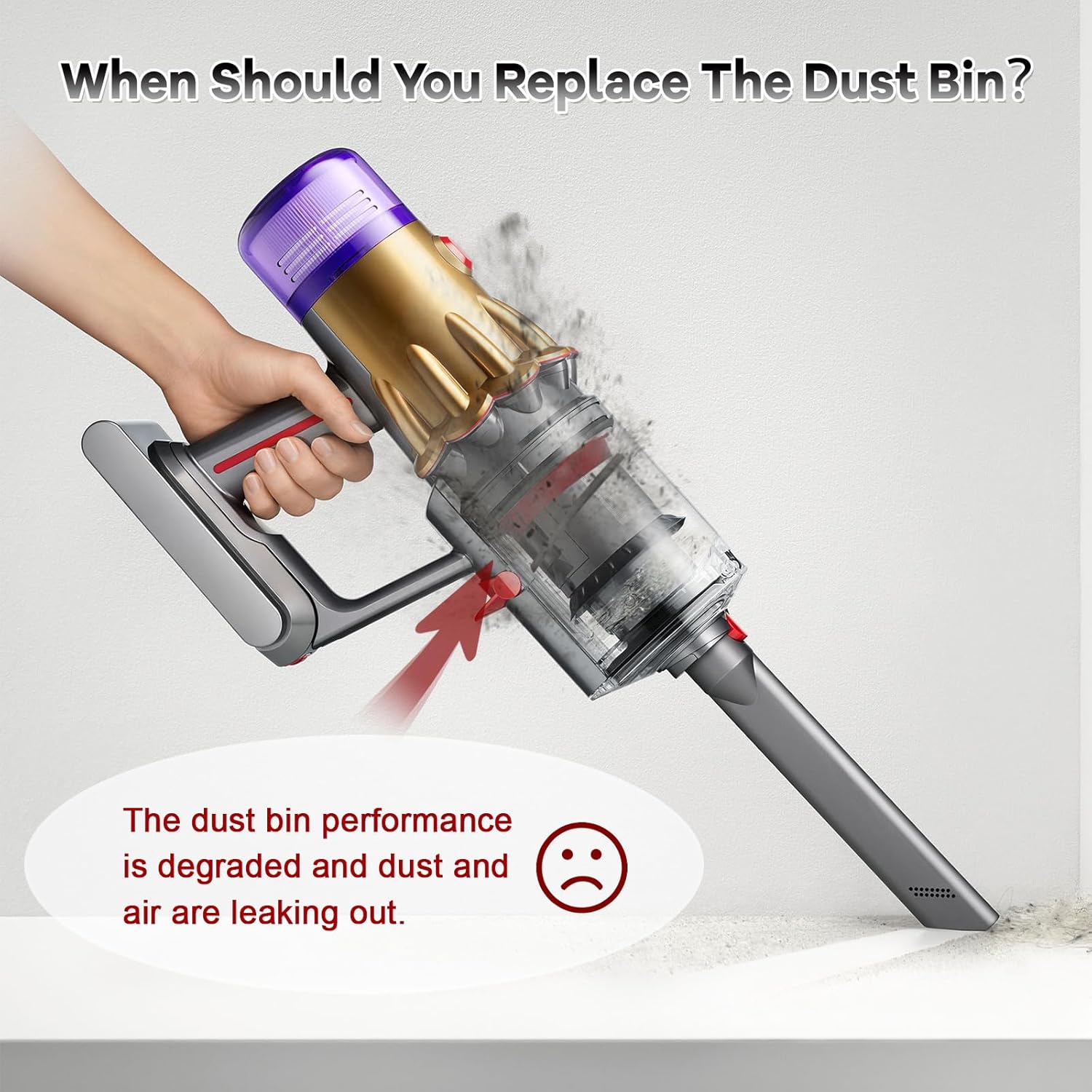 Dust bin leakage indicator