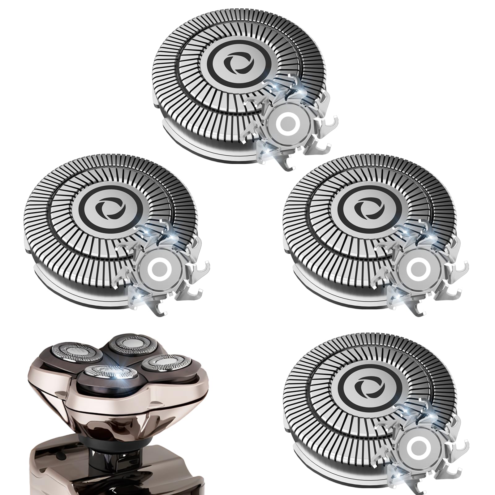 4 Pack Shaver Replacement Blades for Skull Pitbull Gold PRO Shaver Replacement Blade,Replacement Heads for Pitbull Platinum Pro Shaver and for Palm Electric Razors (1Set(4blades).