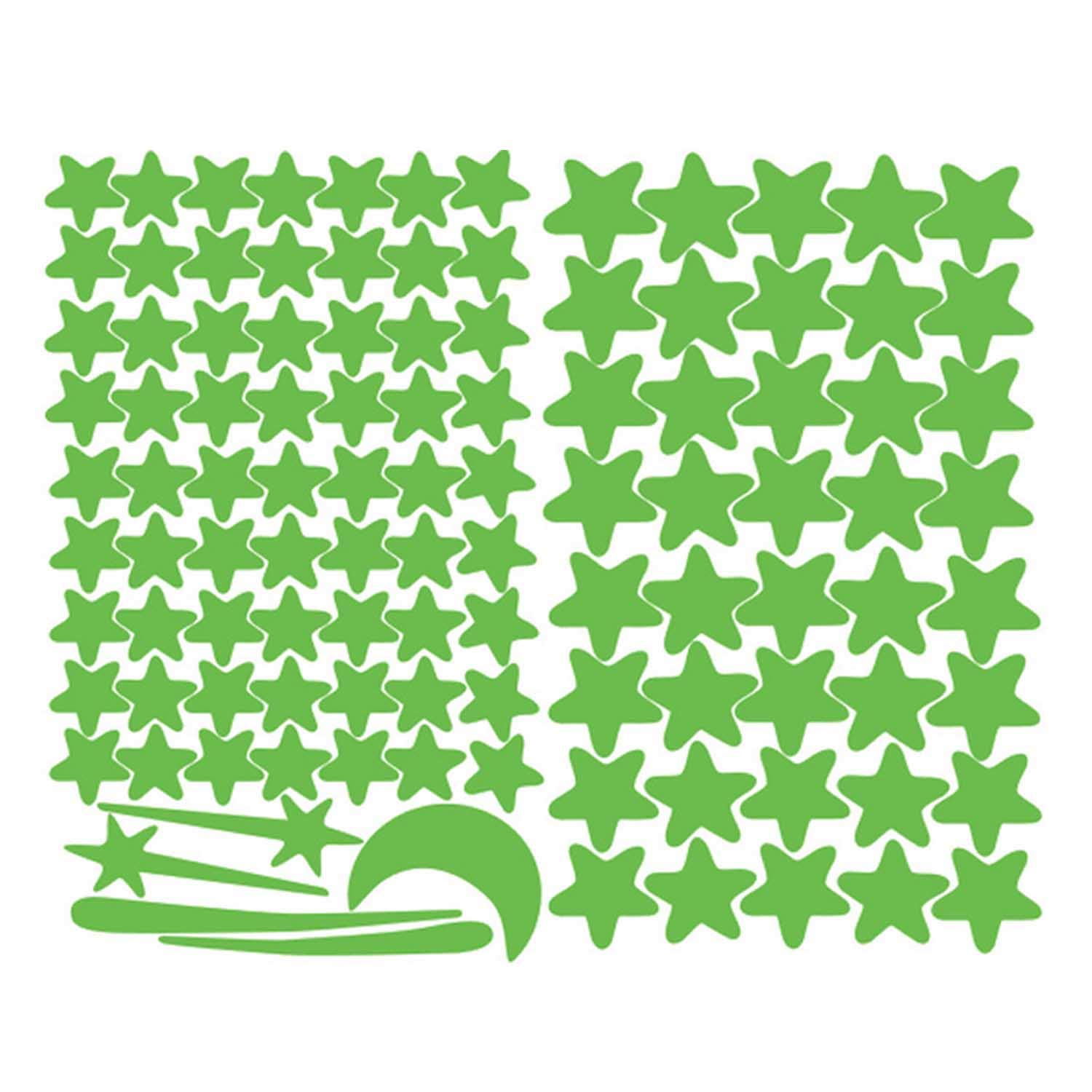 Winthai 2 Sheet 3D Glowing in the Dark Meteor Stars Moons Wall Stickers Decals Luminous Ceiling Decors for Children Kids Boy Girl Room Green