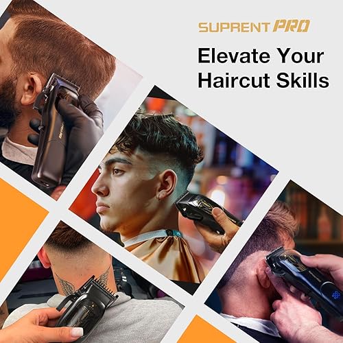 Miniatura 6 de Cortapelos inalámbricos ultra silenciosos para hombres, motor de alto par de 7800 RPM, bajo calor, cortapelos profesional con base de carga (negro)