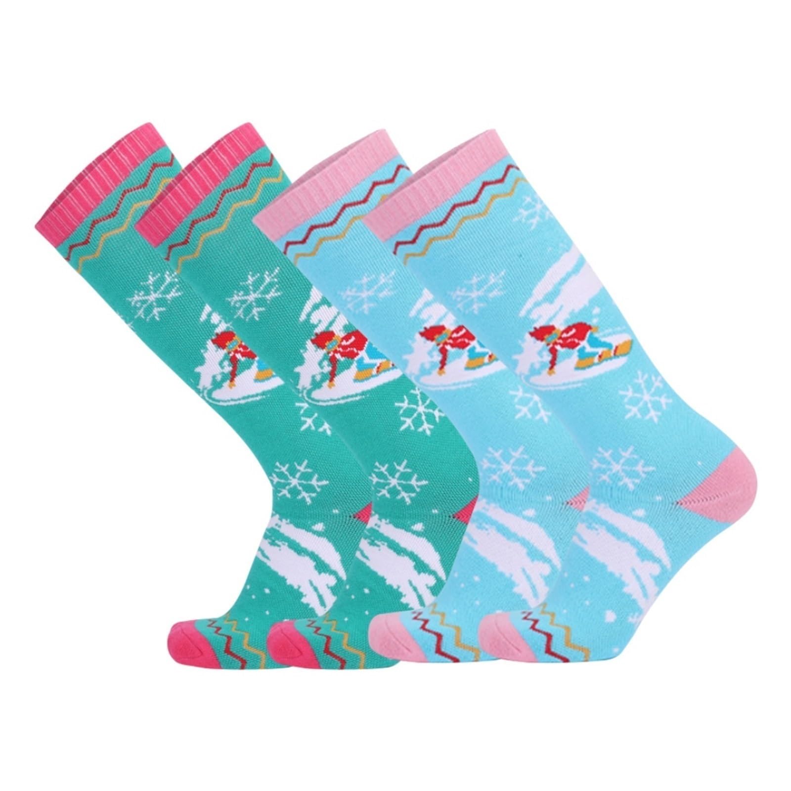 2Paris Chaussettes de Ski antidérapantes for Femme - Absorbent la Transpiration Sport Chaudes Mode Hiver en Plein air Les Chocs