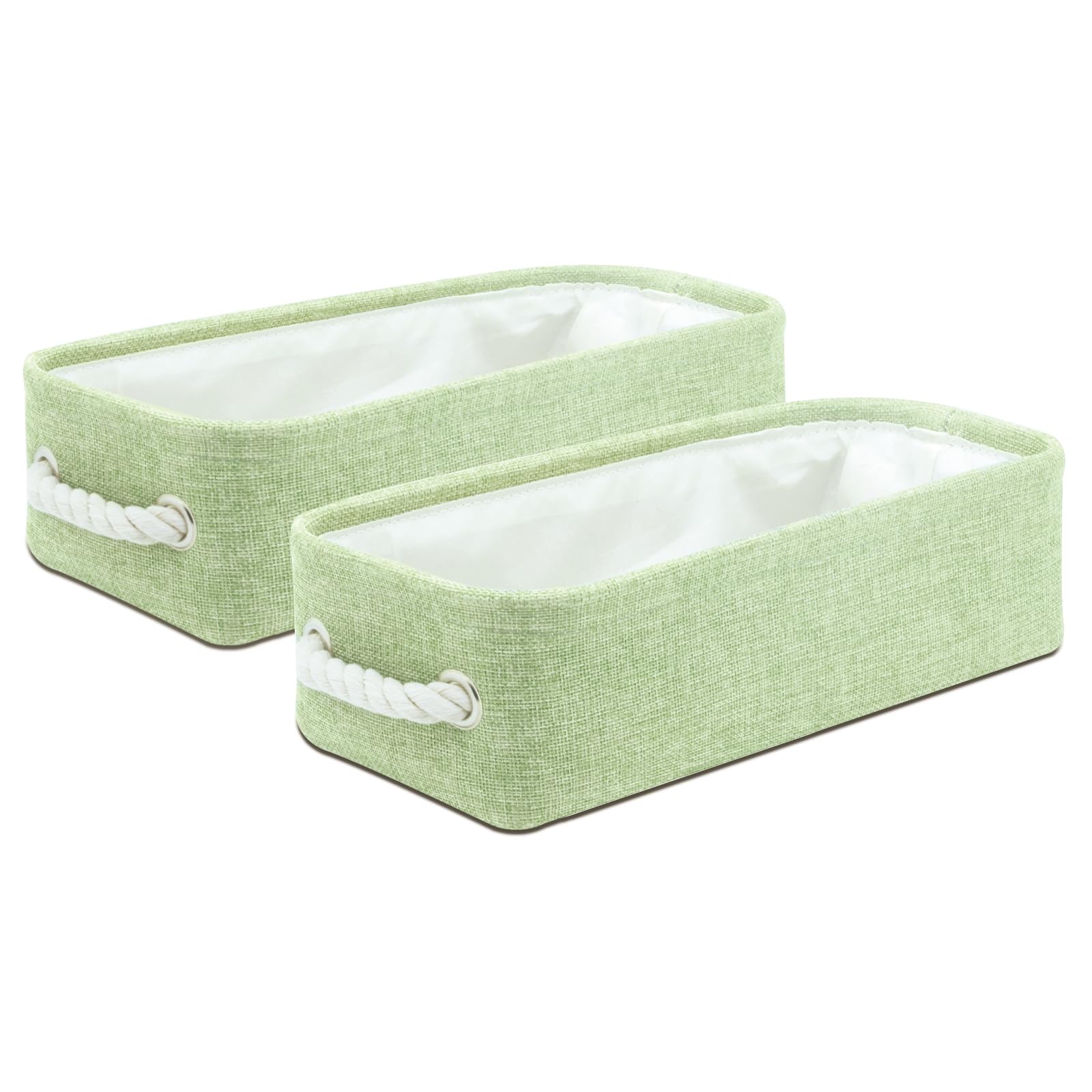Jukercici Green Small Fabric Toilet Paper Storage Basket Set Of 2, Toilet Tank Topper Paper Baskets, Toilet Paper Holder With Cube Storage, Narrow Collapsible Cloth Basket For Organizer, Home Bathroom Decor (Green)