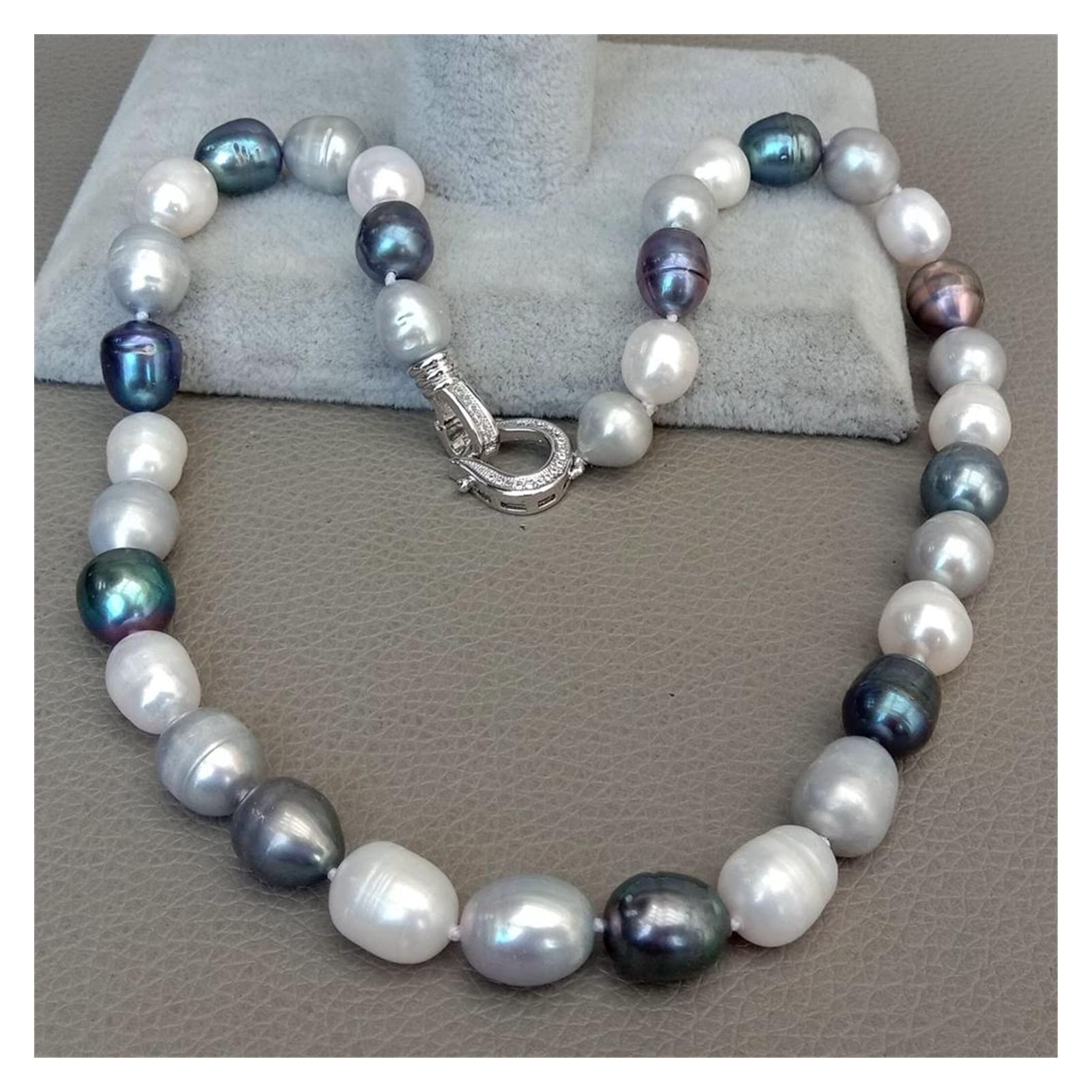 Naturalna słodkowodna czarna szara biała perła ryżowa mieszana kolorowa perła Choker naszyjnik naszyjnik 17 "dla kobiet dziewczyna biżuteria prezent