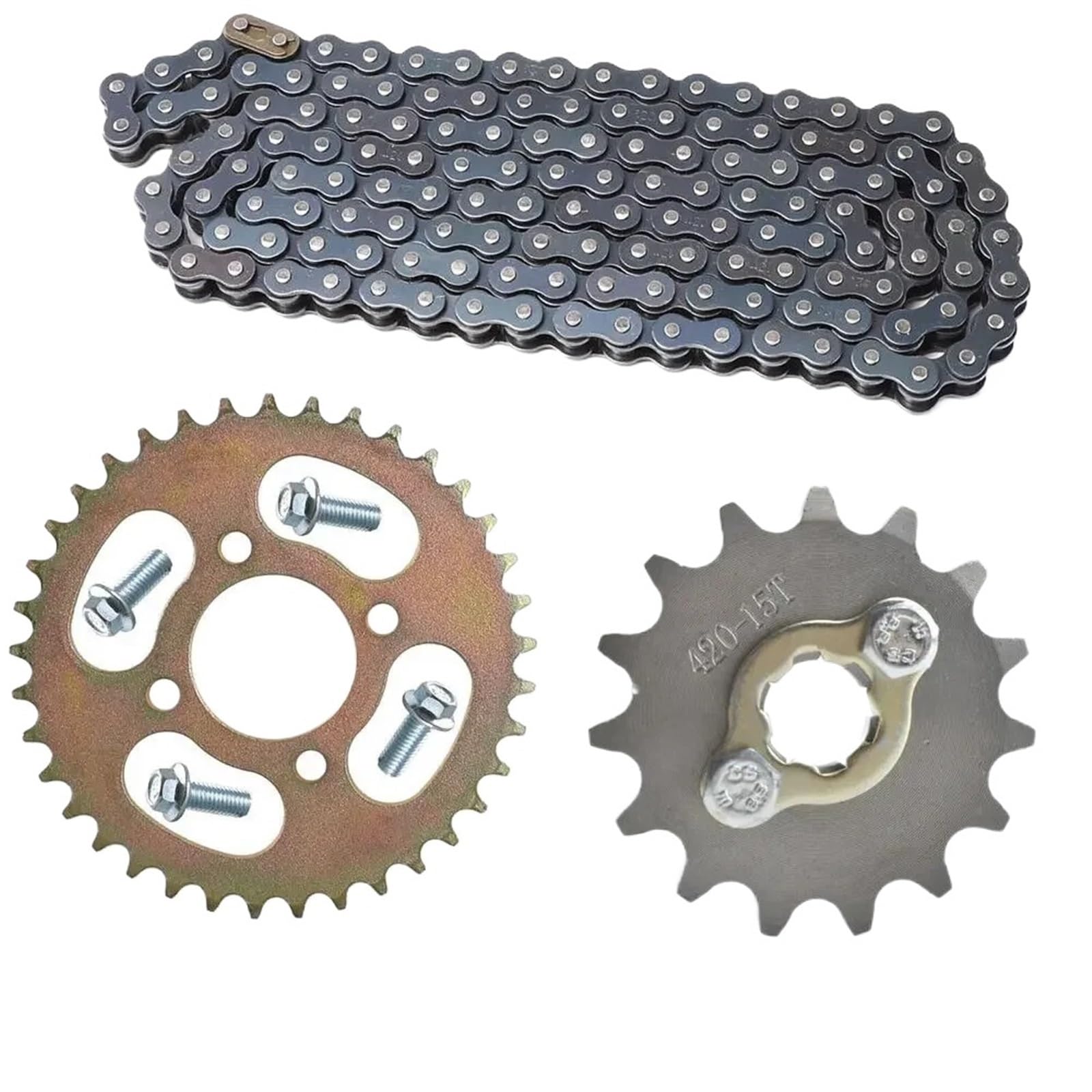 EJUOYO Chain Sprocket 37T Rear + 15T Front Sprocket + 420 Chain For 110cc 125cc 140cc Buggy Pit Trail Dirt Scooter Go Kart