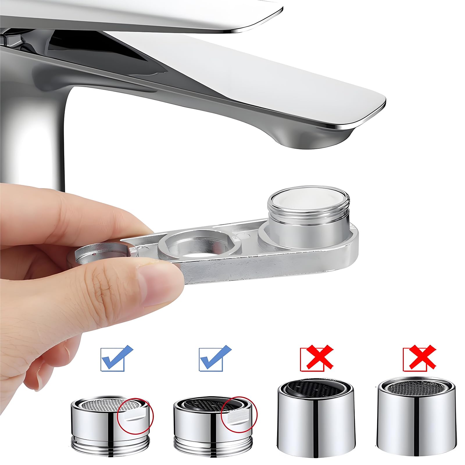 Chiave Per Aeratore Rubinetto In Acciaio Inox – Set 4 Pezzi Universale Per Bagno, Cucina, Hotel, Appartamento