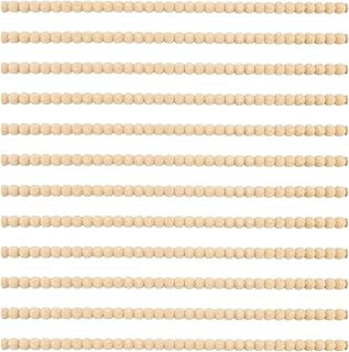12pcs Decorative Beaded Wood Trim, 15.75 Inch Cute Half Wooden Beads Bobbin Trim Unfinished 3D Bead Molding Stick for DIY Home Wall Cabinet Furniture Shelf Window Door Decor