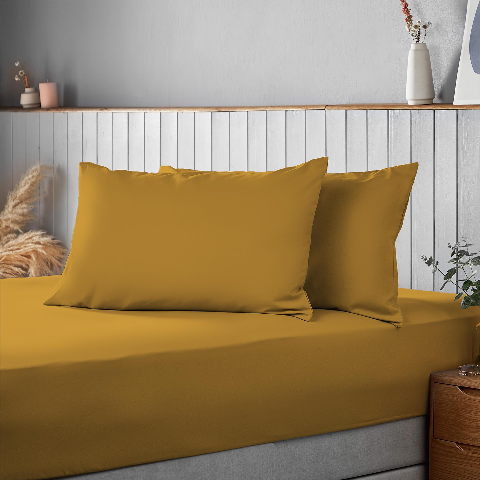 Julian Charles Yellow Silentnight Supersoft Ochre Housewife Pillowcase Pair - One Size