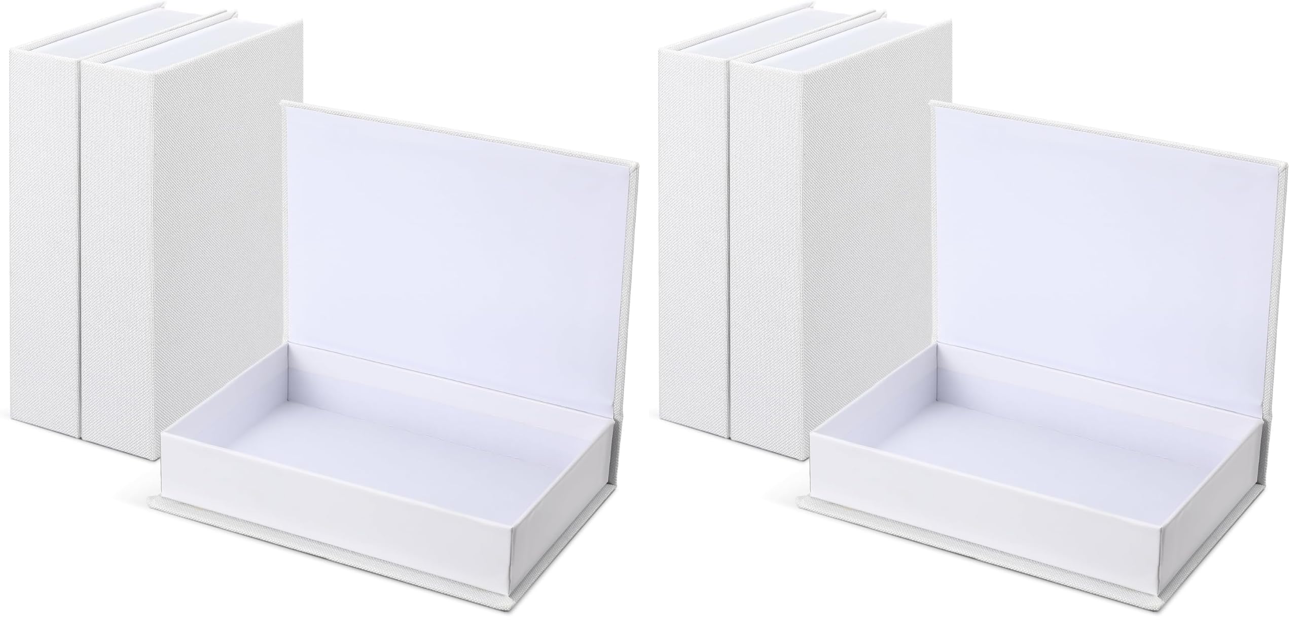 Tioncy 3 Pcs Fake Book Box Neutral Linen Book Box Decorative Faux Prop Storage for Farmhouse Home Decor shelf Table Card Photo DIY Keepsake Gift(8.6 x 6.1 x 1.8 Inch,White) (Pack of 2)