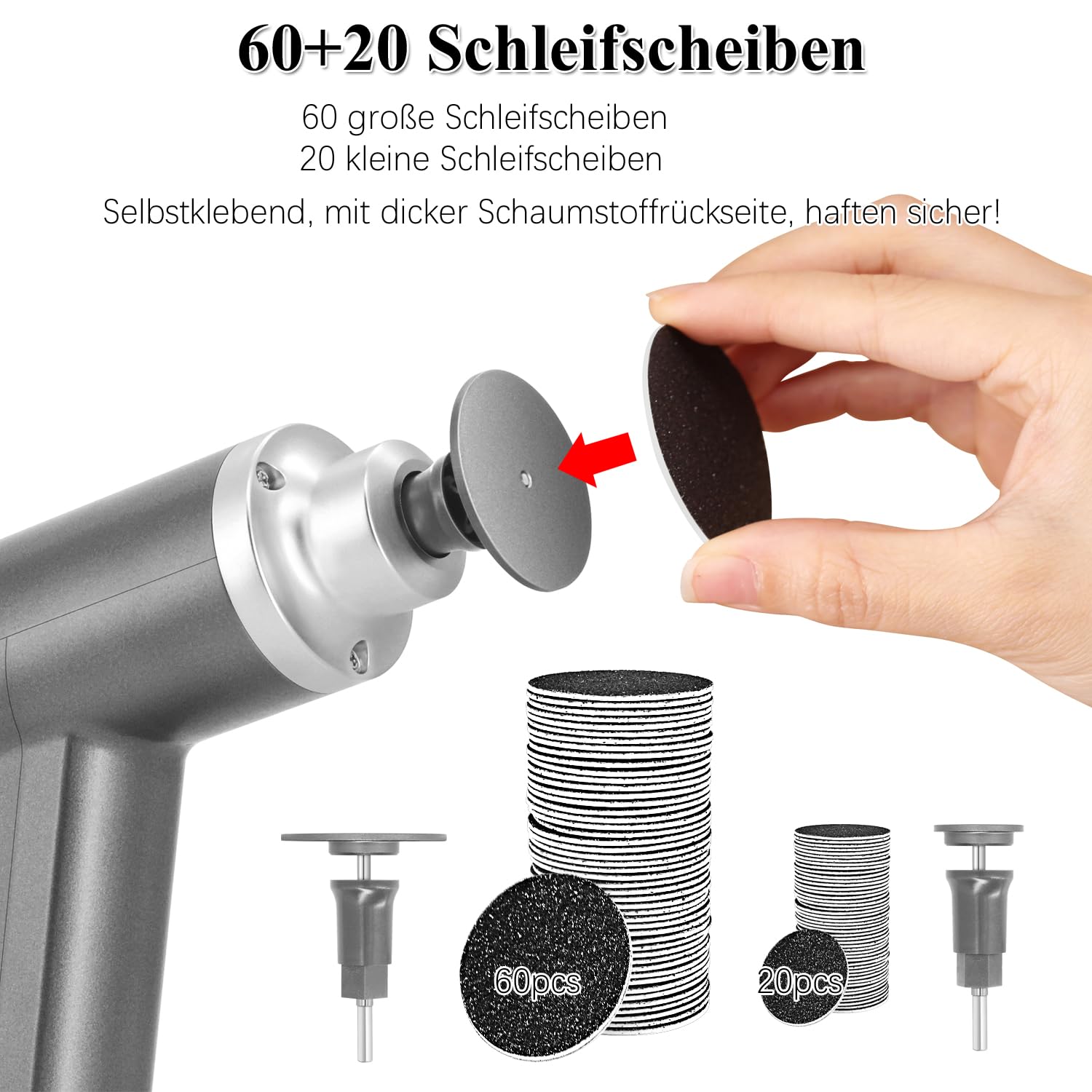 Professioneller Hornhautentferner Elektrisch 4500rpm, Superschneller Elektrischer Hornhautentferner Fußfeile Hornhaut Entferner Pediküre Hornhauthobel mit 4 Austauschbare Köpfe (Grau)