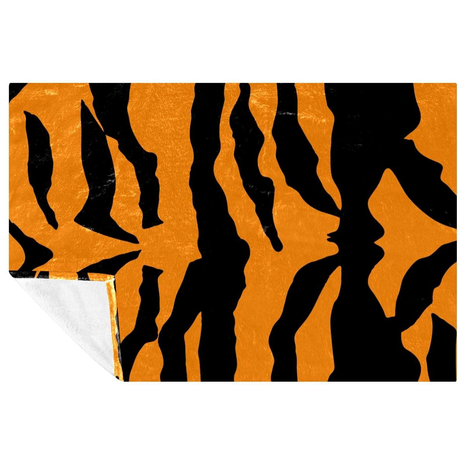 Couverture douce tigre 150x100cm moelleuse pour lit et plage