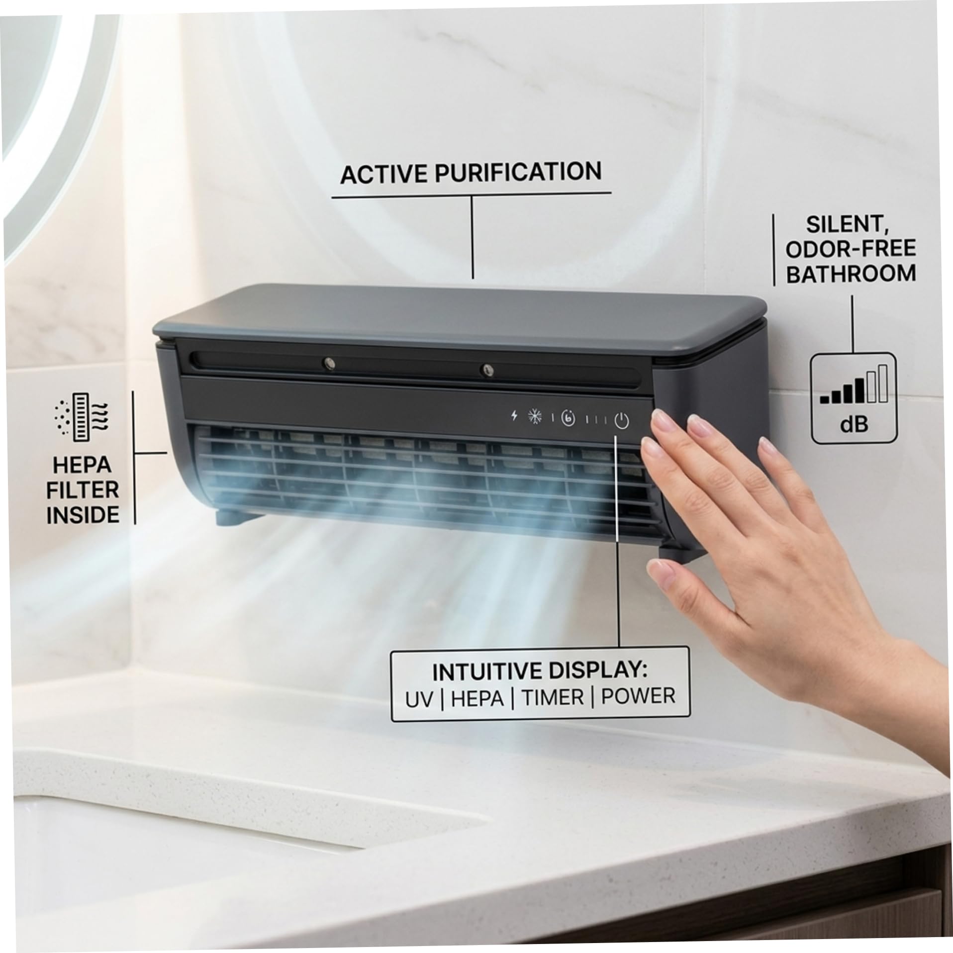 Mini climatiseur Mural avec Refroidissement Rapide et Batterie de 6000 mAh, Refroidisseur USB Portable avec télécommande pour Cuisine, dortoir, Bureau ;1 ;1