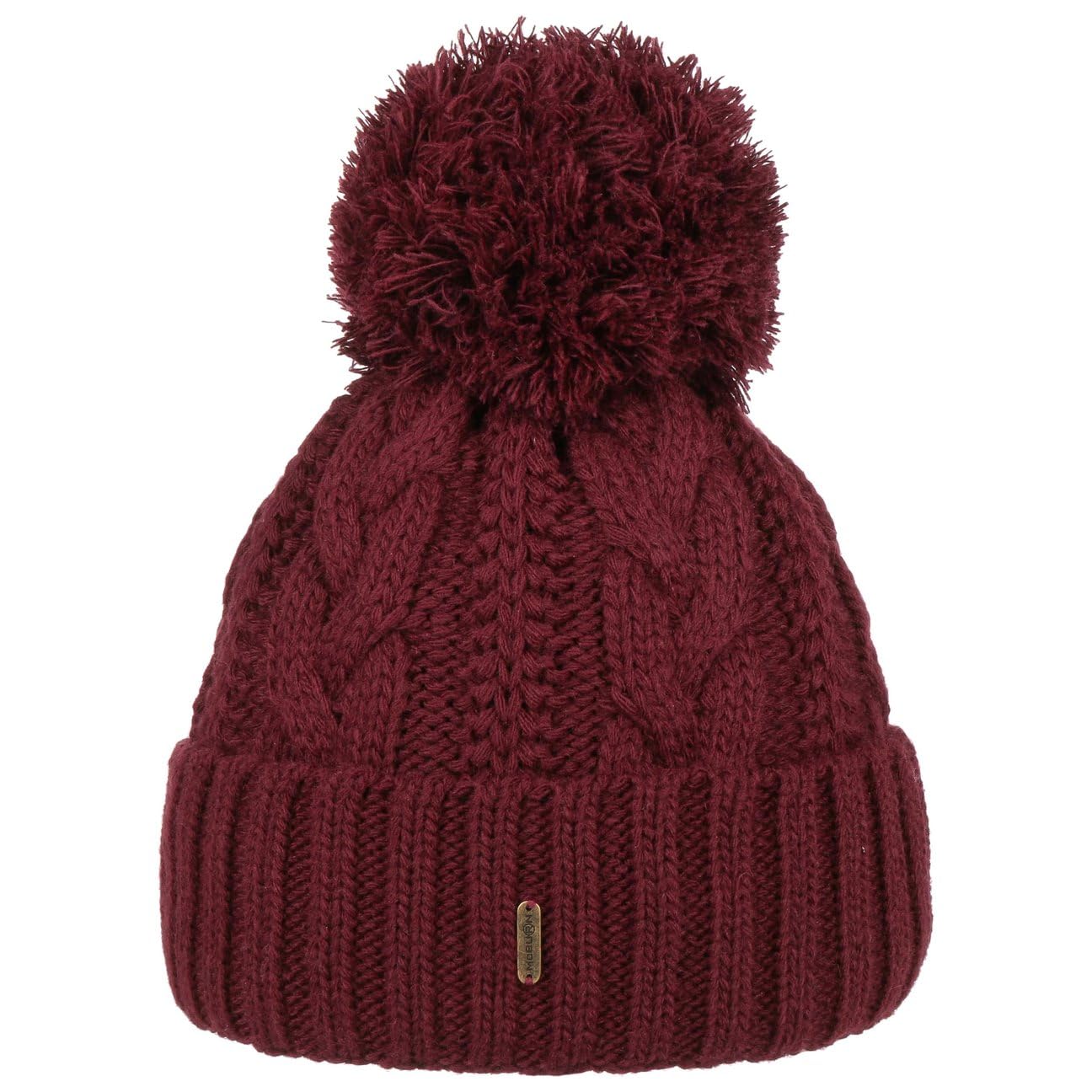 Bonnet a Pompon Giant Femme - Made in Italy pour l'hiver Bonnets en Tricot avec Revers, Doublure, Doublure Hiver Automne-Hiver