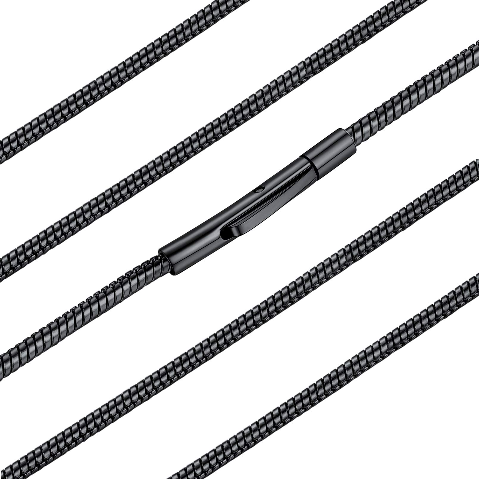 FaithHeart Stainless Steel/18K Gold Plated Snake Chain Necklace for Women Men (Silver/Gold/Black)