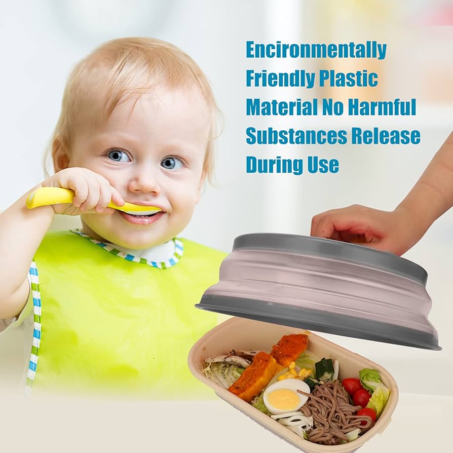 SEUNMUK 2 PCS 10.5 Inch Collapsible Microwave Splatter Cover, Silicone Microwave Food Cover With Steam Vents, Multi-Functional Plastic Fruit Basket