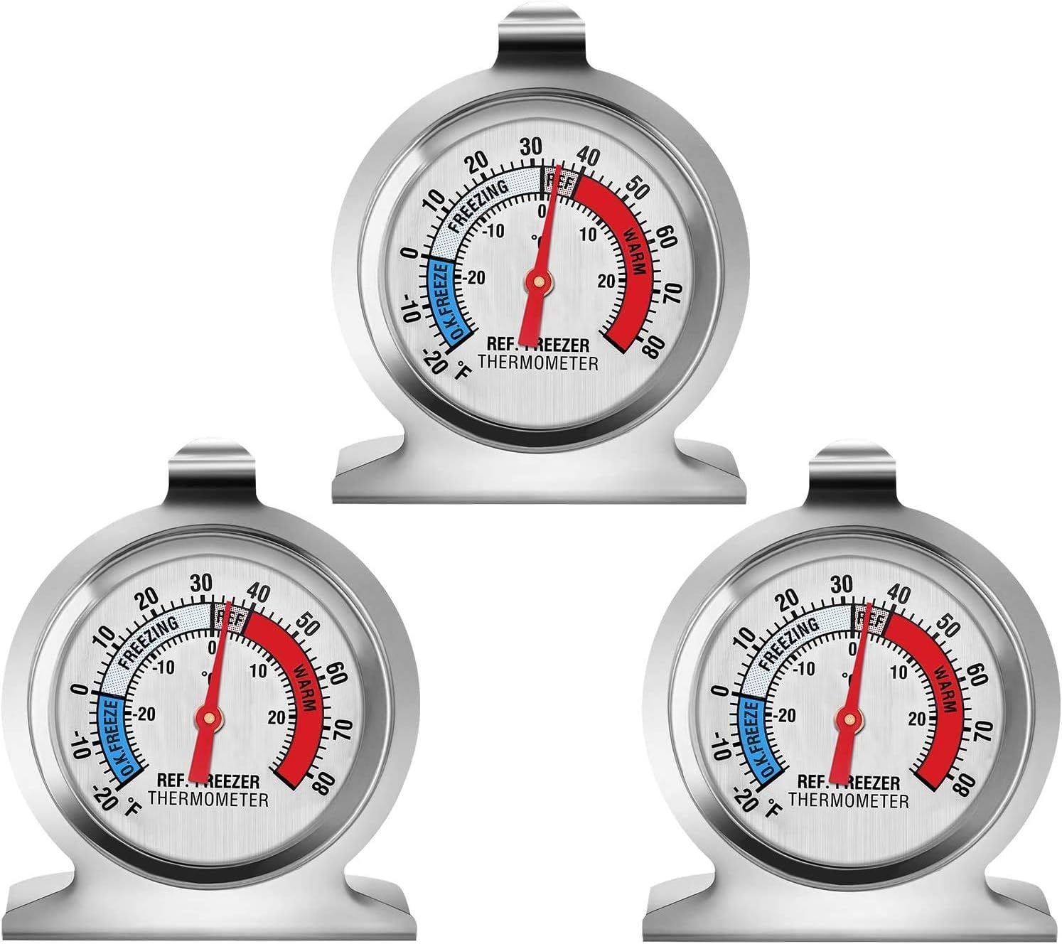 Linkhood 3-Pack Refrigerator Thermometer, Linkhood Large Dial Freezer Thermometer,Classic Series Temperature Thermometer for Refrigerator Freezer Fridge Cooler