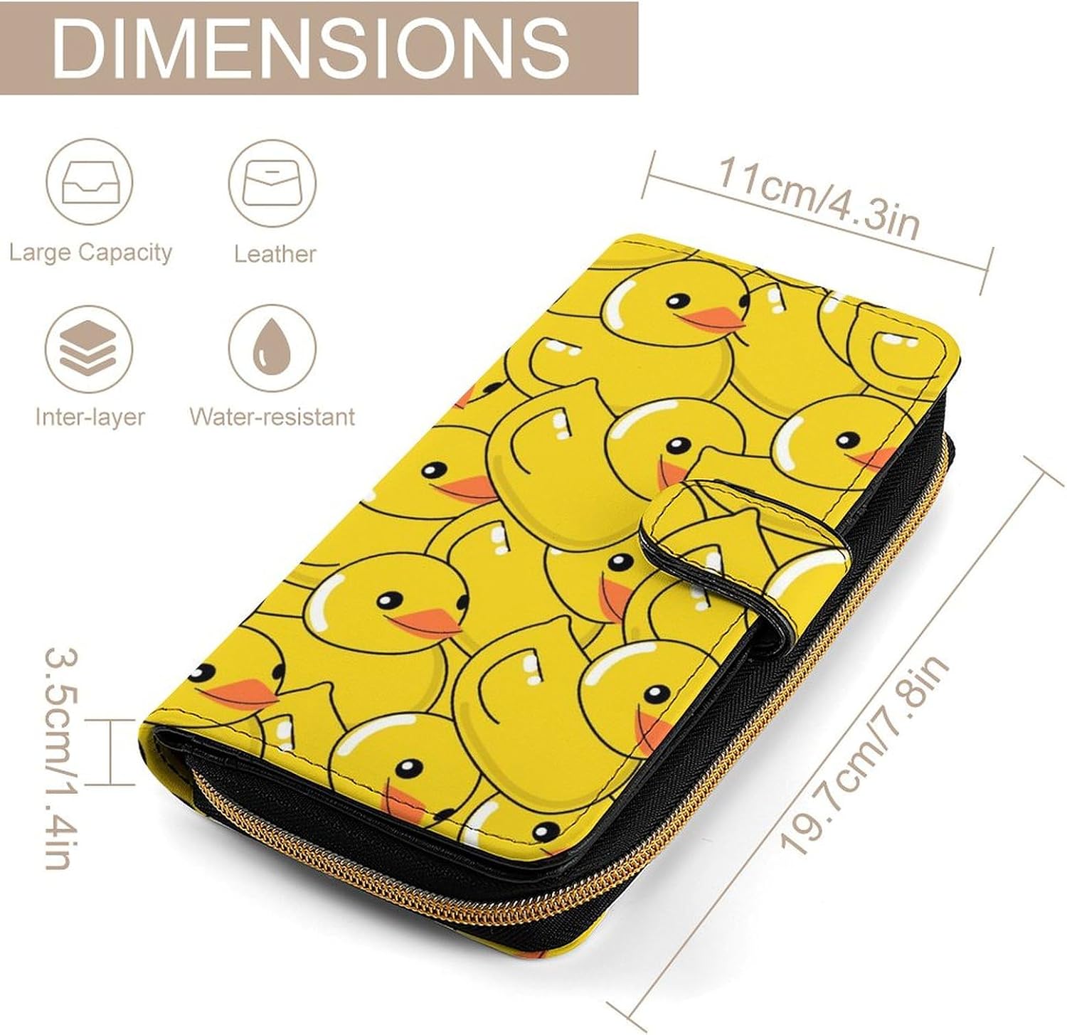 Funny Rubber Duck Art Portable Leather Multifunctional Wallet
