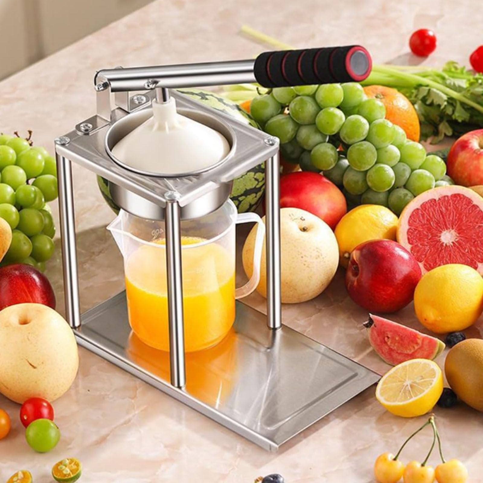 Hebel manuelle Squeeze Zitruspresse, Edelstahl-Küchen-Zitruspresse, kommerzielle professionelle Zitronenpresse, leicht zu reinigen, geeignet für Orange und Zitrone