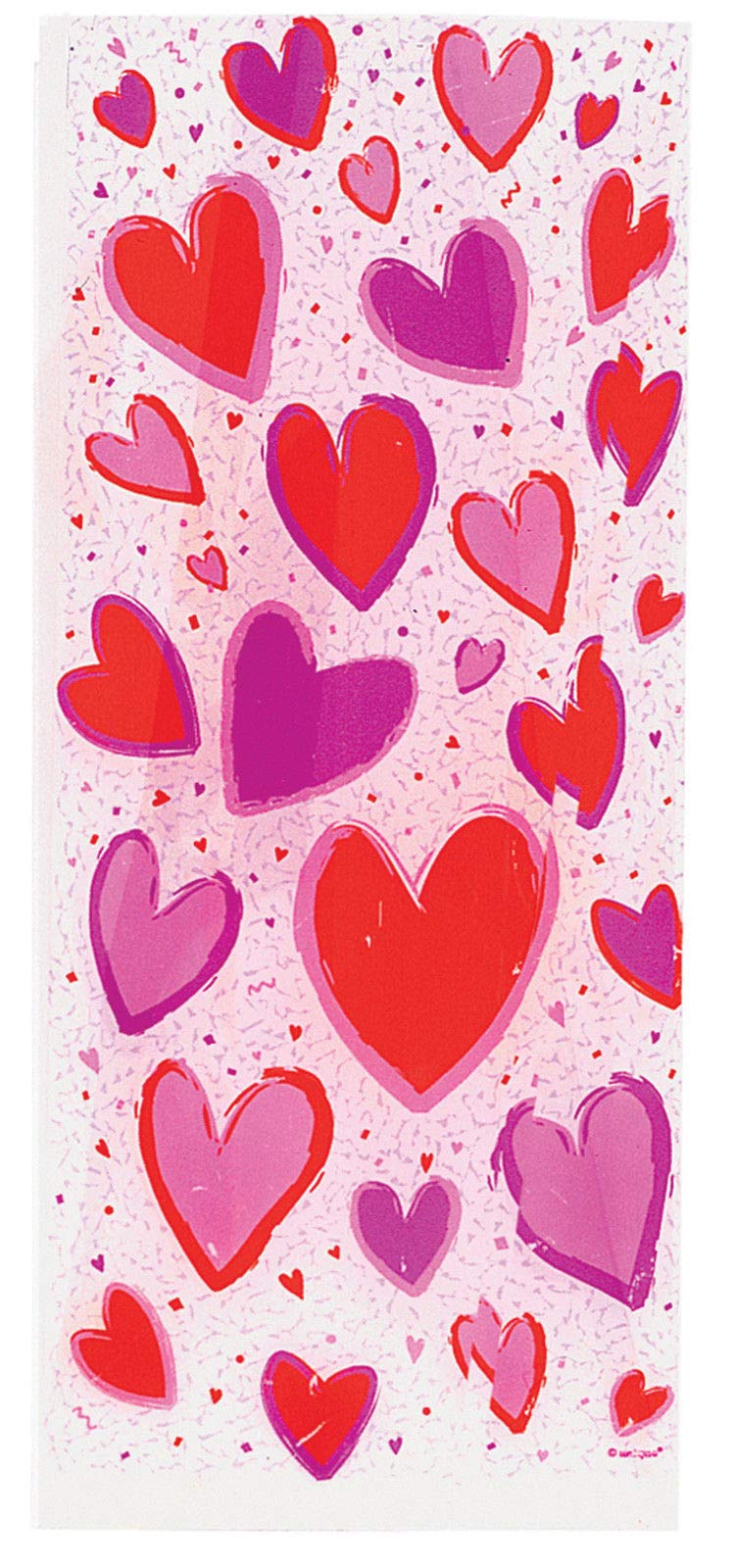 20 Hearts Cello Cellophane Gift Bags with Ties Valentine Wedding Sweets Display Party Favour