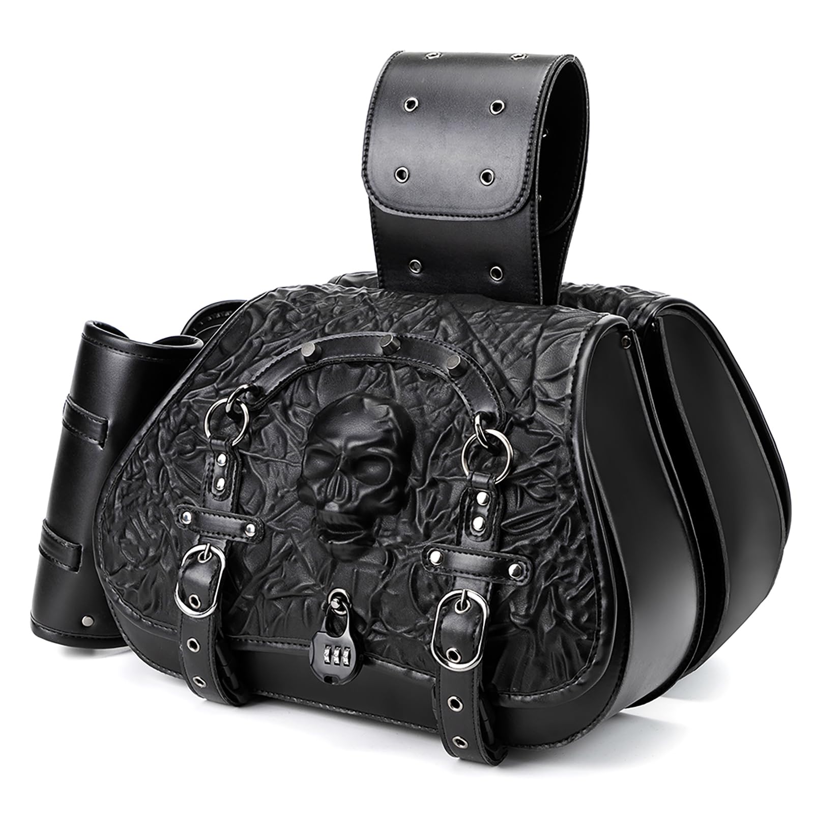 Alforjas Moto para Harley Davidson Custom 1200, Alforjas para Moto Impermeables Cuero Bolsa Trasera Moto Maletas Laterales Moto Bolsa Moto con Cierre Rápido,A